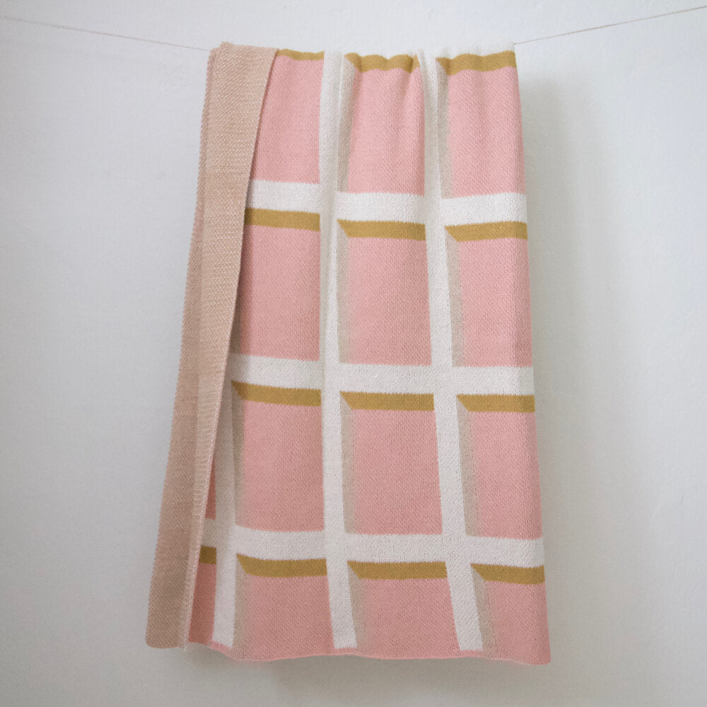 "Windowpane" Recycled Cotton Throw by Happy Habitat Throw Blankets Happy Habitat