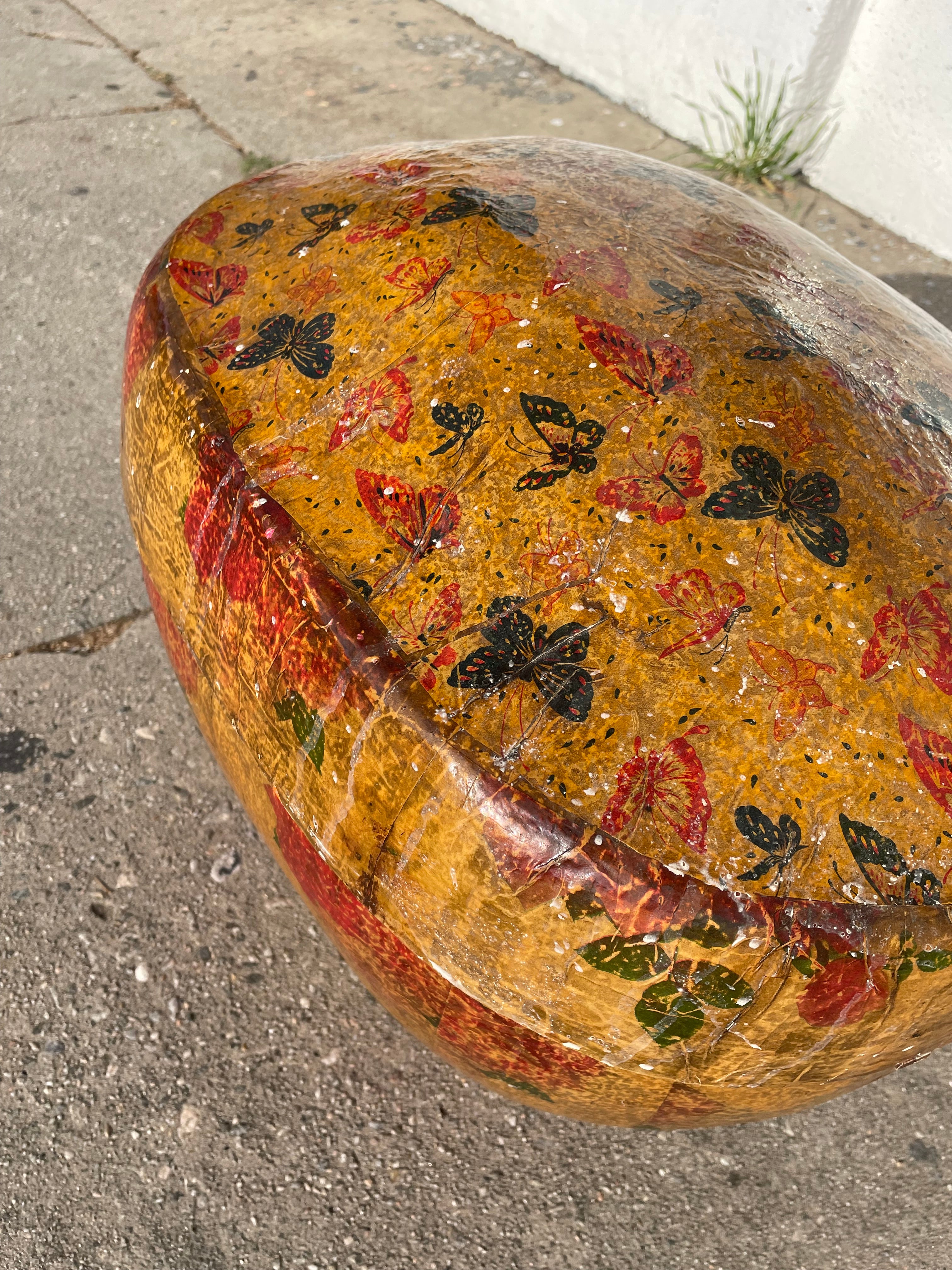 Vintage Chinese Paper Mache Floor Basket basket CANDID HOME