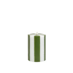 Stripe Pillar Candle by Yod and Co Candles yod and co small moss green + white