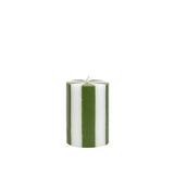 Stripe Pillar Candle by Yod and Co Candles yod and co small moss green + white