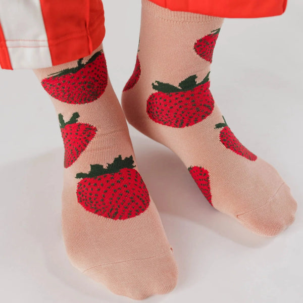 Baggu Crew Socks Socks Baggu Strawberry  