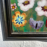 1950s Enamel on Copper “Exotic Flowers” Painting by Barbara Fagen - 9.5"x14"