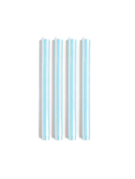 Striped Dinner Candles by Yod and Co. Candles yod and co Baby Blue + White