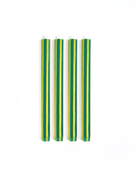 Striped Dinner Candles by Yod and Co. Candles yod and co Forest + Lime Green