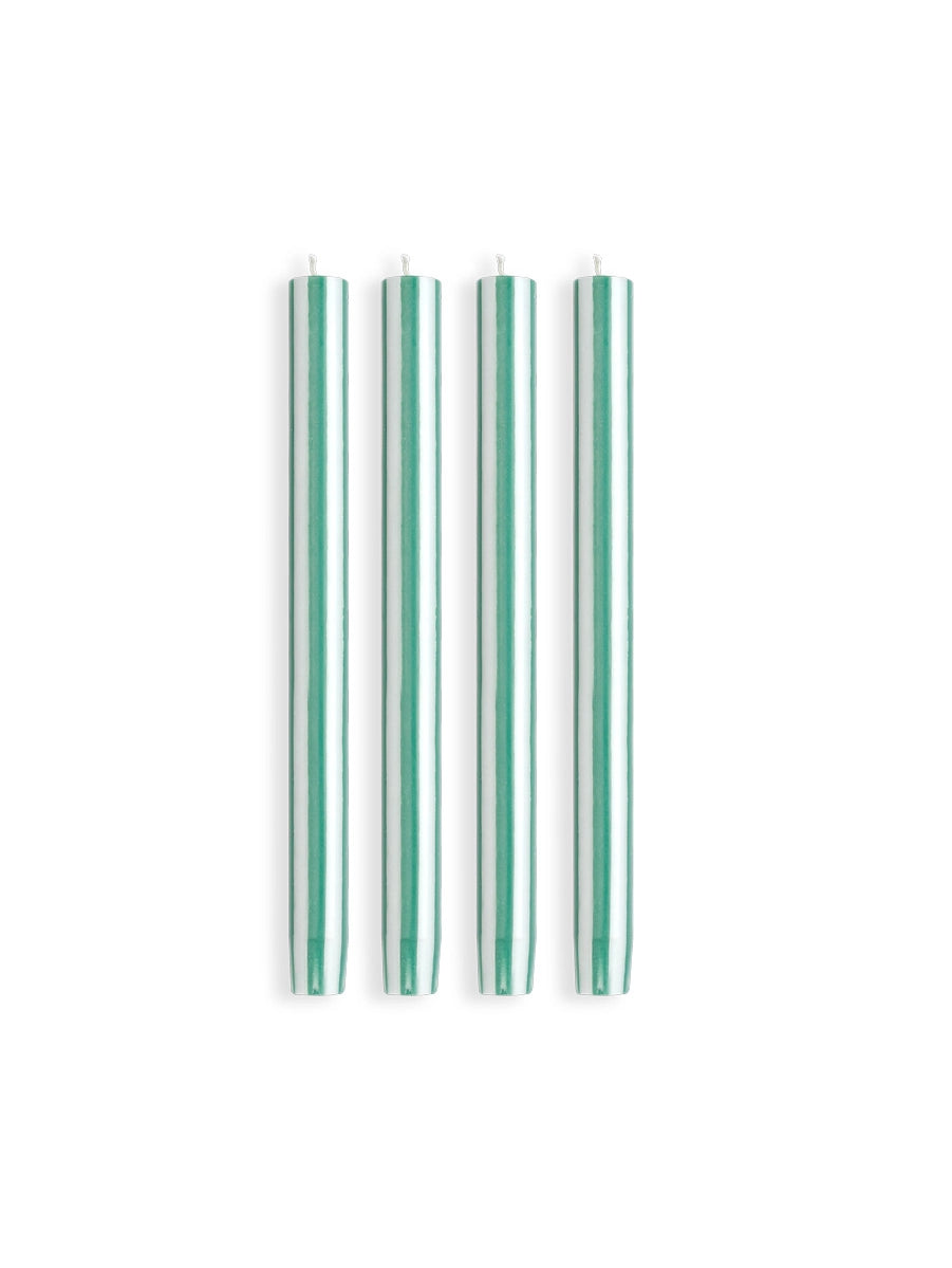 Striped Dinner Candles by Yod and Co. Candles yod and co Lawn Green + White