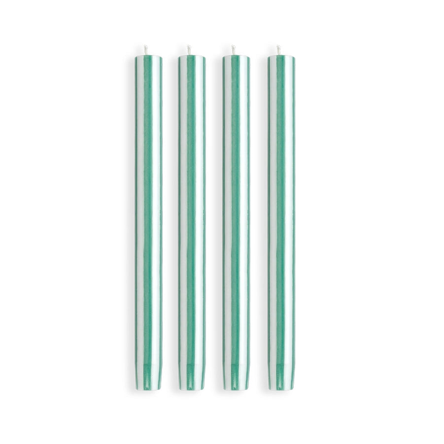 Striped Dinner Candles by Yod and Co. Candles yod and co Lawn Green + White