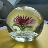 Vintage Crystal Chrysanthemum & Frogs Paperweight