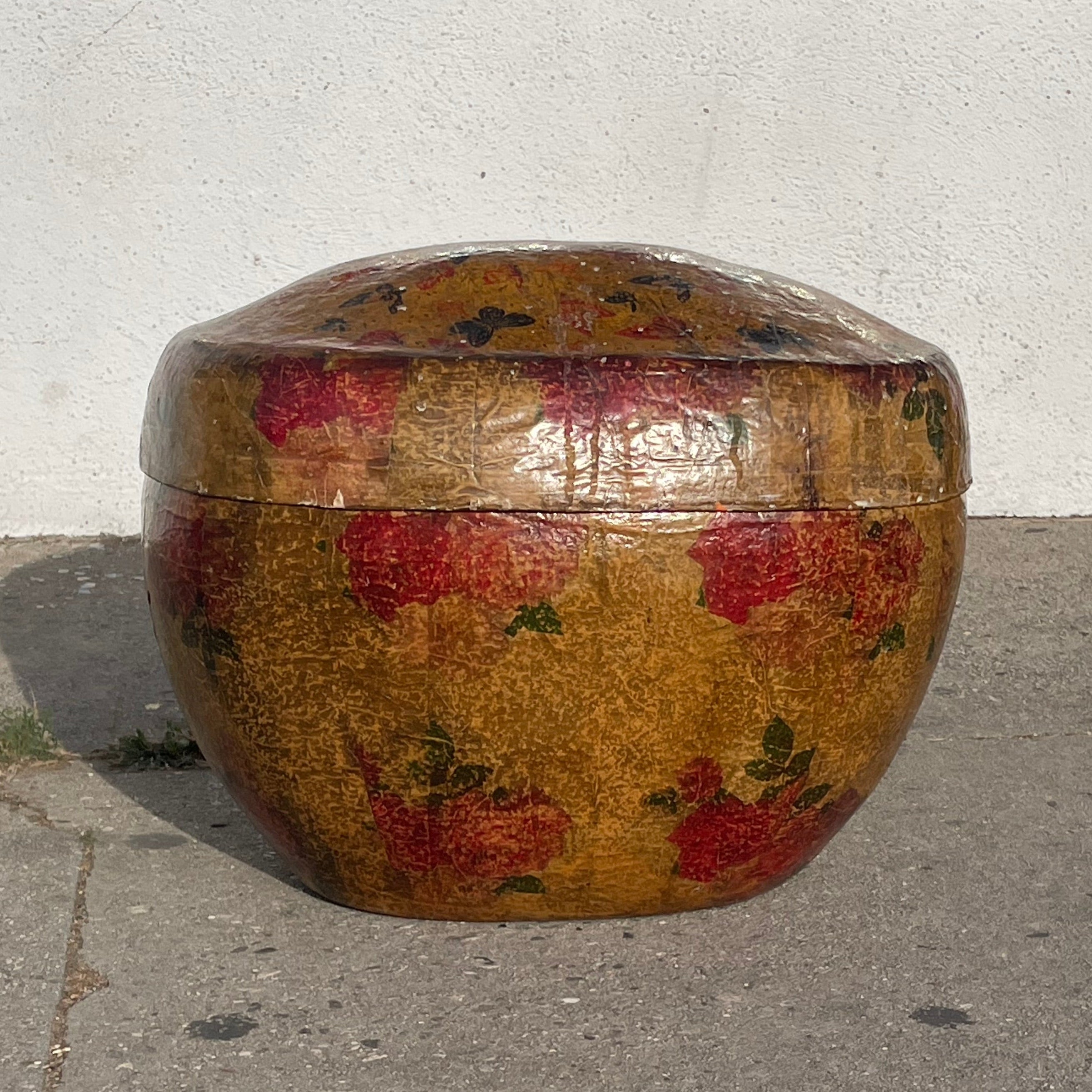 Vintage Chinese Paper Mache Floor Basket basket CANDID HOME