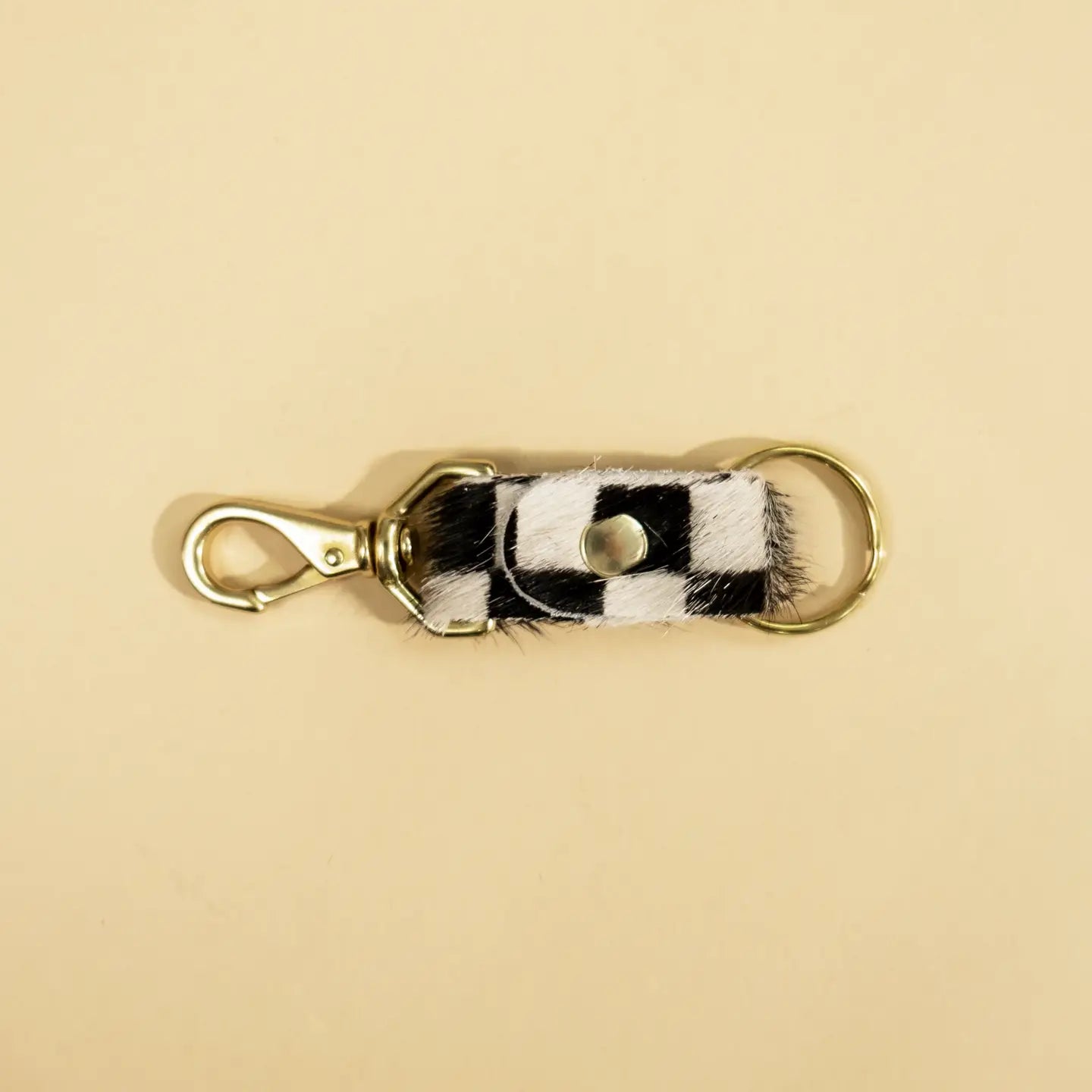 Leather + Hide Keychains by Primecut keychain PRIMECUT B + W Checkered Cowhide