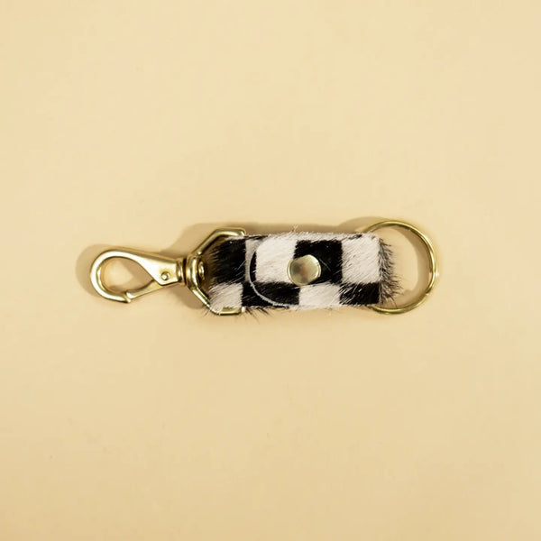 Cowhide Keychain by Primecut keychain PRIMECUT B + W Checkered Cowhide