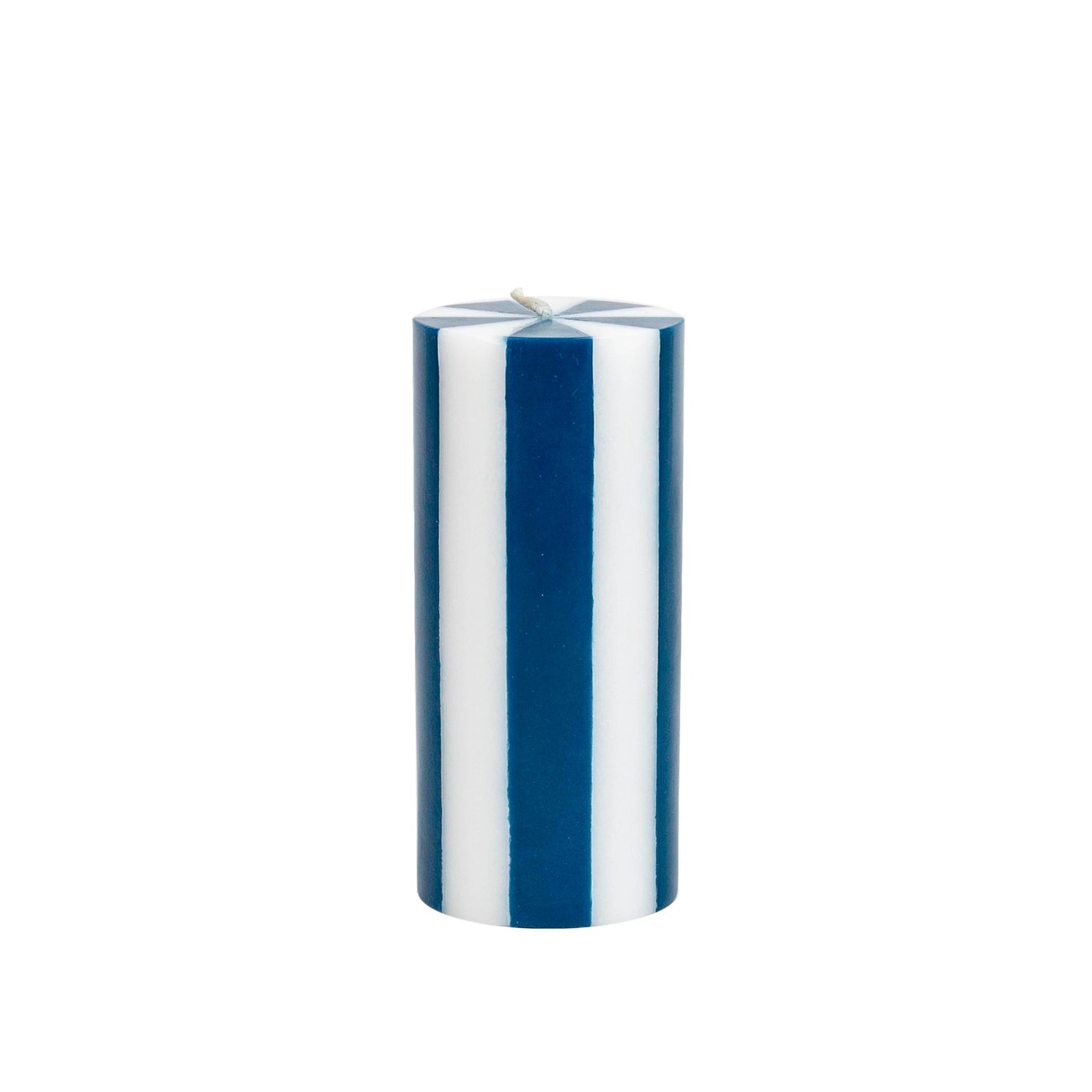 Stripe Pillar Candle by Yod and Co Candles yod and co medium denim blue + white