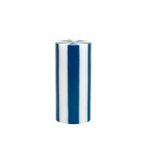 Stripe Pillar Candle by Yod and Co Candles yod and co medium denim blue + white