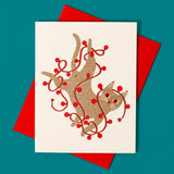 Holiday Letterpress Greeting Cards by Bromstadt Printing Co greeting card bromstad Tangled String Light Cat