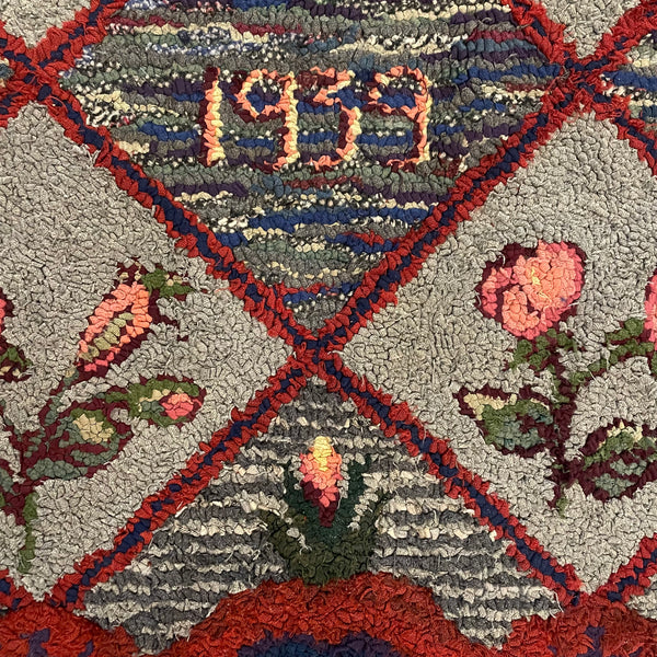 Antique Floral American Handmade Rug - 35” x 67”  CANDID HOME   