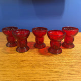 Vintage Ruby Red Moondrops 2oz Shot Glasses by New Martinsville Glass Company - Price per Glass Drinking Glasses CANDID HOME