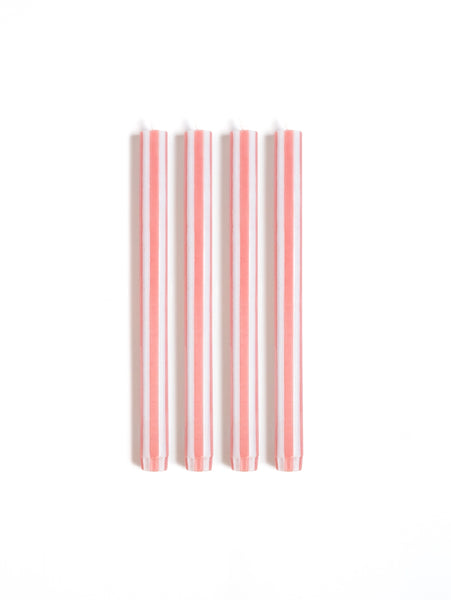 Striped Dinner Candles by Yod and Co. Candles yod and co Pink + White