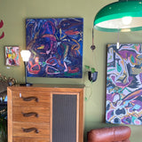 “Paksi” Oil + Pastel on Canvas by Dawn Leahy - 36” x 36” Artwork CANDID HOME   