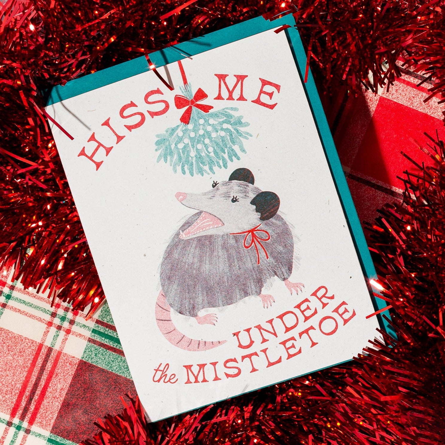 Holiday Letterpress Greeting Cards by Bromstadt Printing Co greeting card bromstad Hiss Me Under the Mistletoe