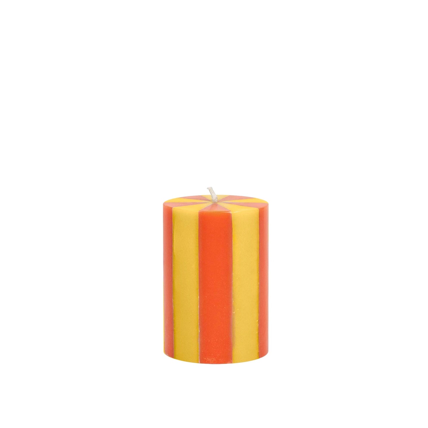 Stripe Pillar Candle by Yod and Co Candles yod and co small rust + yellow