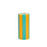 Stripe Pillar Candle by Yod and Co Candles yod and co medium teal + ore