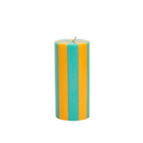 Stripe Pillar Candle by Yod and Co Candles yod and co medium teal + ore