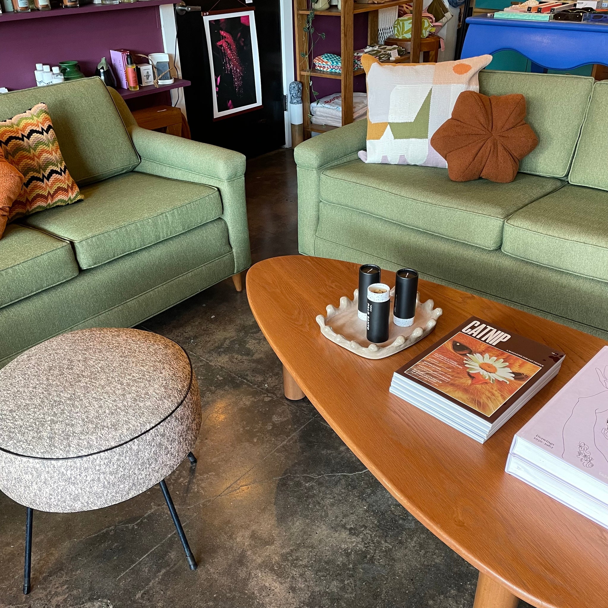 Mid-century Matching Tweed Sofa + Loveseat Sofa CANDID HOME