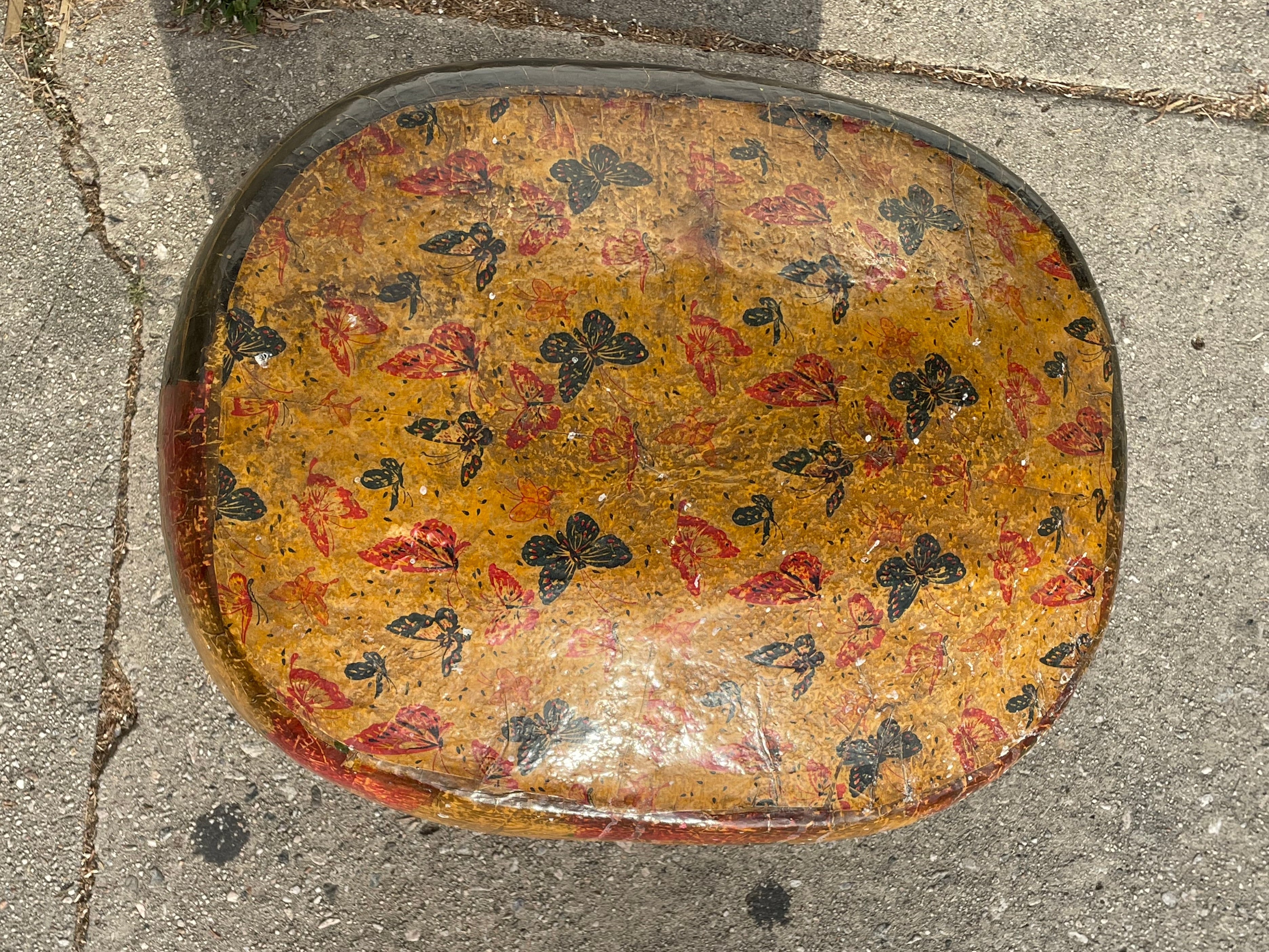 Vintage Chinese Paper Mache Floor Basket basket CANDID HOME