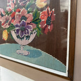 Antique Needlepoint Framed Art - 18” x 15”