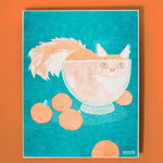 Orange Cat in a Bowl Art Print by Bromstad Printing Co Artwork bromstad