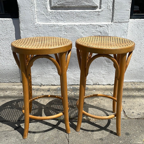 Vintage Caned Bentwood Stools - A Pair Counter stool CANDID HOME   