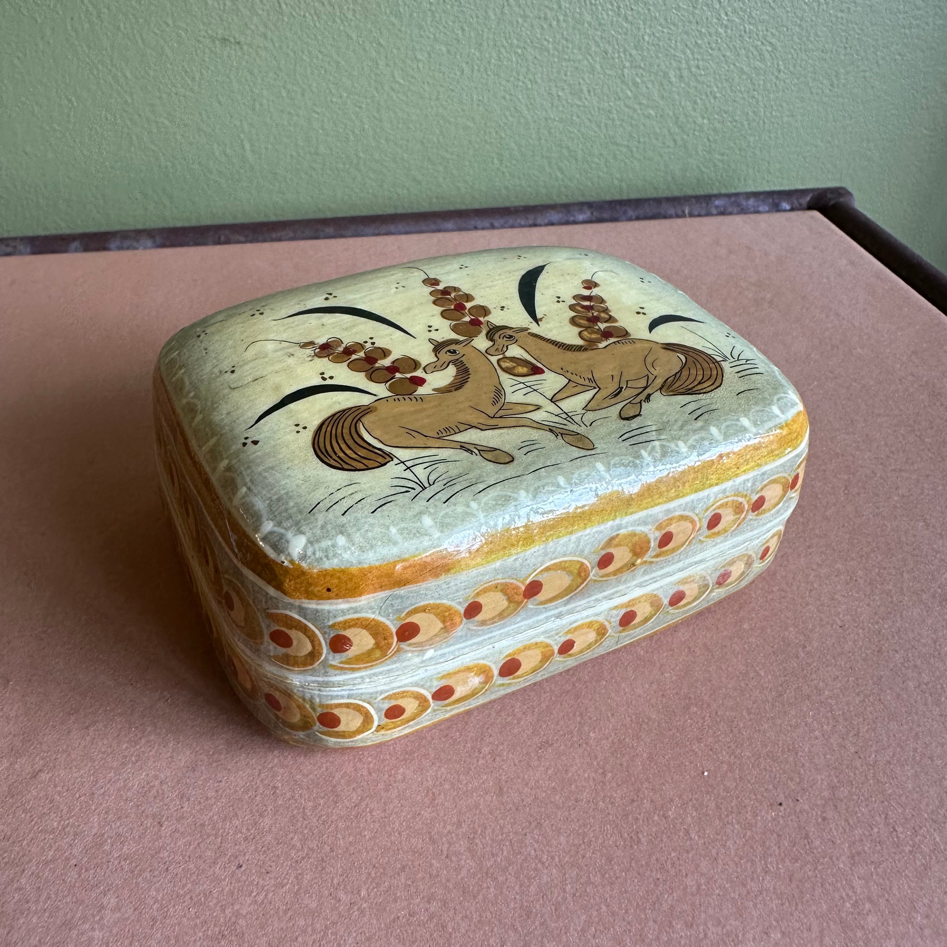 Vintage Mexican Papier Mache Trinket Box styling object CANDID HOME
