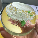 Vintage Crystal Chrysanthemum & Frogs Paperweight