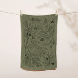 Printed Linen Rectangle Tea Towels by Elana Gabrielle tea towel Elana Gabrielle Olive : Green