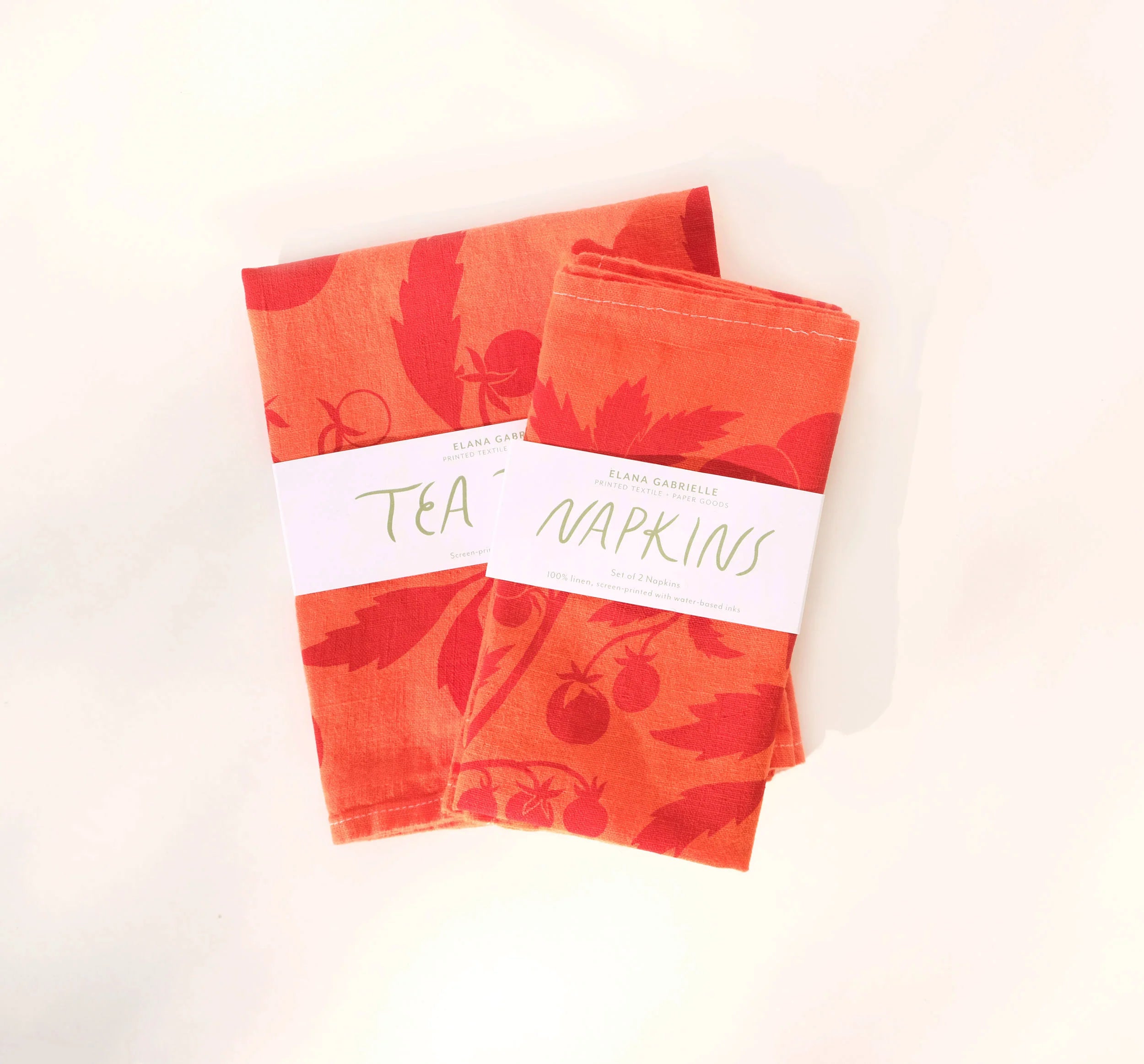 Printed Linen Napkin Set by Elana Gabrielle napkins Elana Gabrielle Tomato