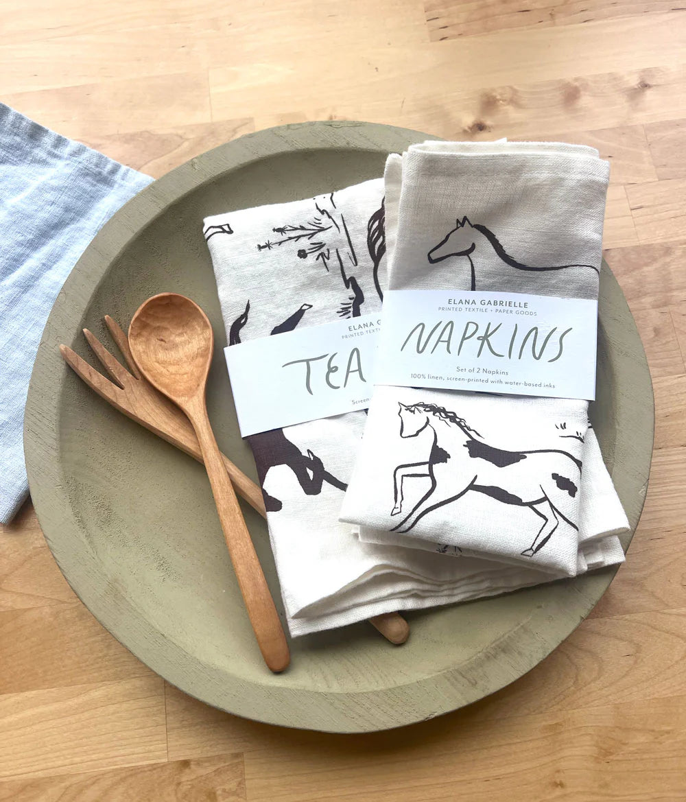 Printed Linen Napkin Set by Elana Gabrielle napkins Elana Gabrielle Wild Horses