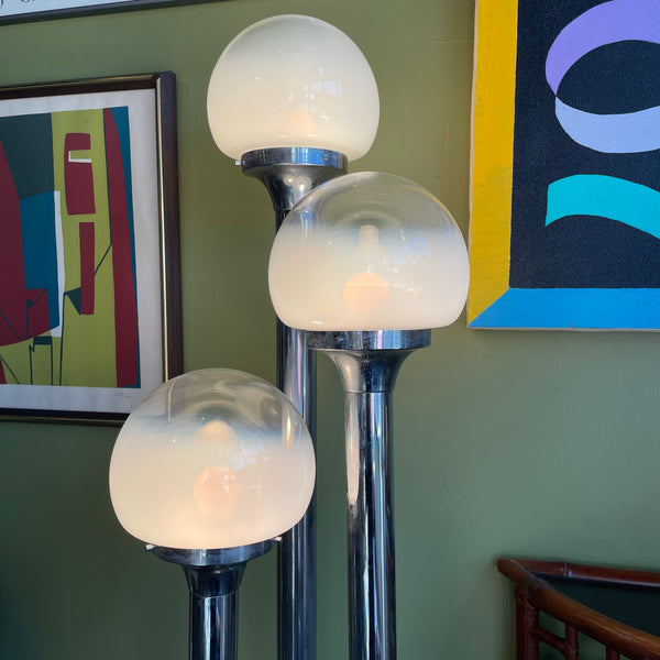 1970’s 3 Globe Chrome Floor Lamp - Carlo Nason for Mazzega lamp CANDID HOME   