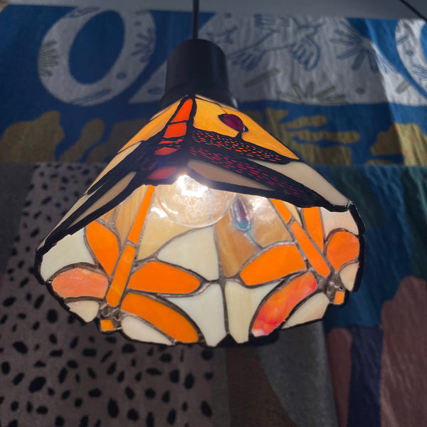 Antique Grasshopper Stained Glass Pendant Light  CANDID HOME   