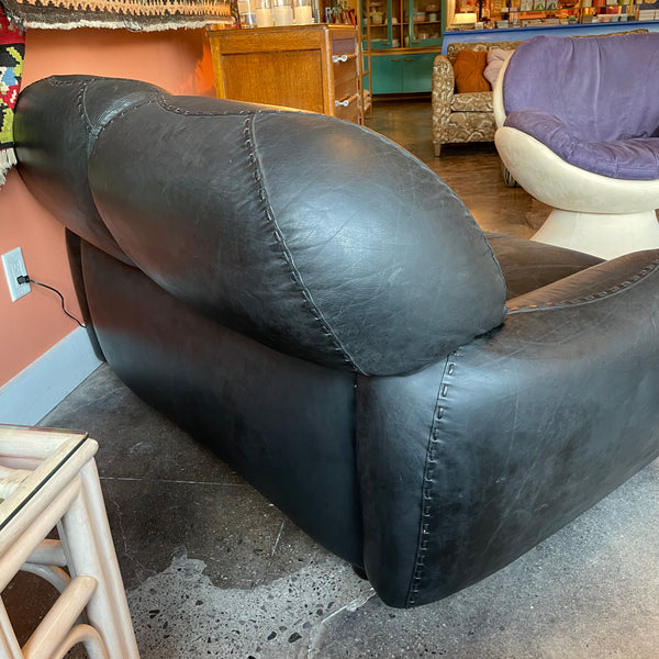 1970's Italian Leather Loveseat - Adriano Piazzesi for POL74 Sofa doodad   