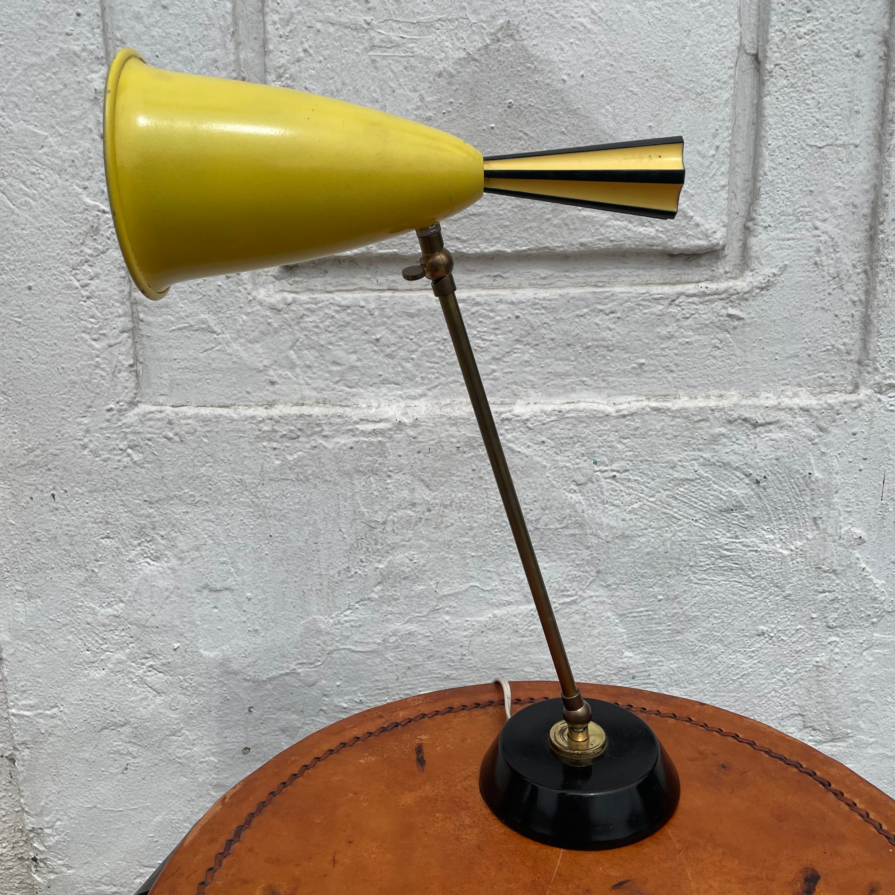 1960’s Adjustable Enamel + Brass Table Lamp lamp CANDID HOME