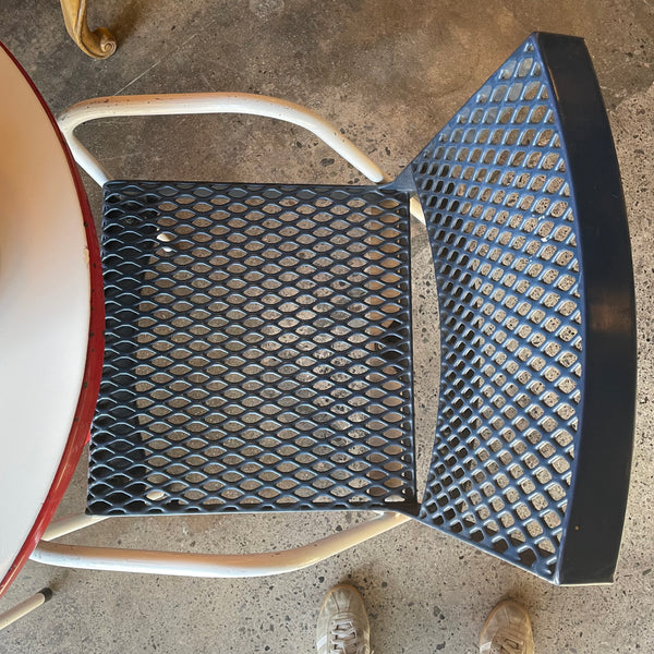 Vintage Blue Rubber + Steel Outdoor Chairs - A Pair  CANDID HOME   