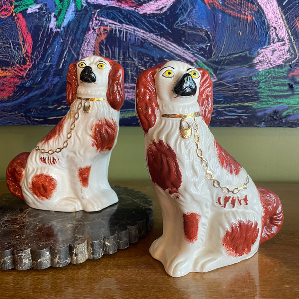 Vintage Staffordshire Ceramic Dogs - A Pair  CANDID HOME   