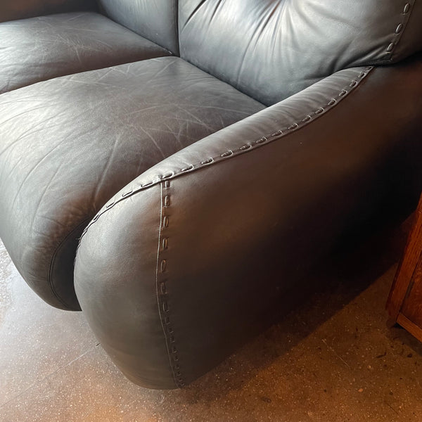 1970's Italian Leather Loveseat - Adriano Piazzesi for POL74 Sofa doodad   