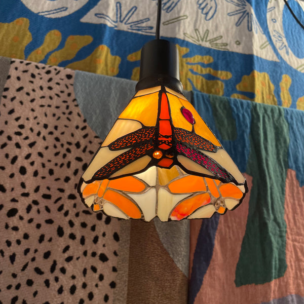 Antique Grasshopper Stained Glass Pendant Light  CANDID HOME   