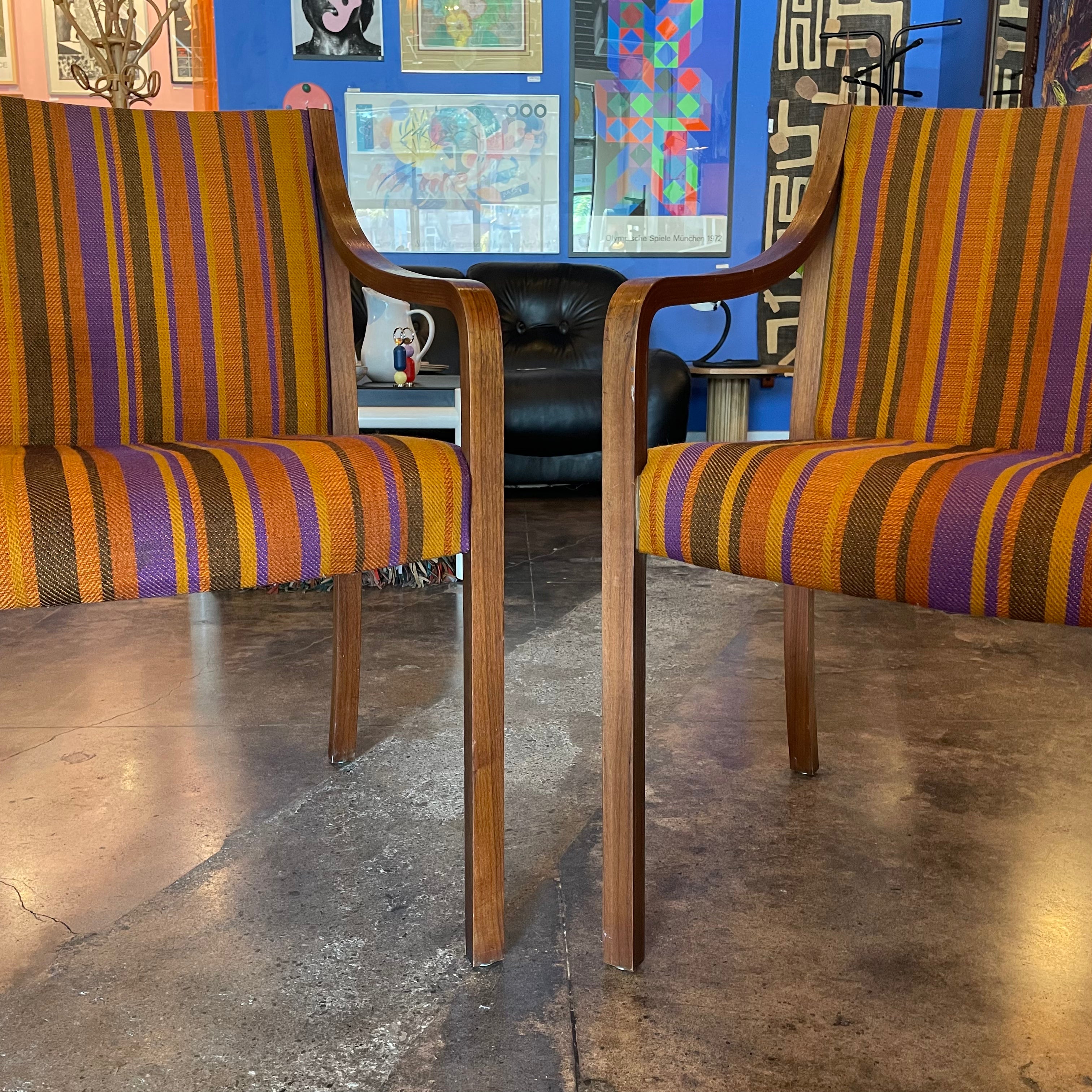 1960’s Mid-Century Striped Armchairs - A Pair Chairs CANDID HOME