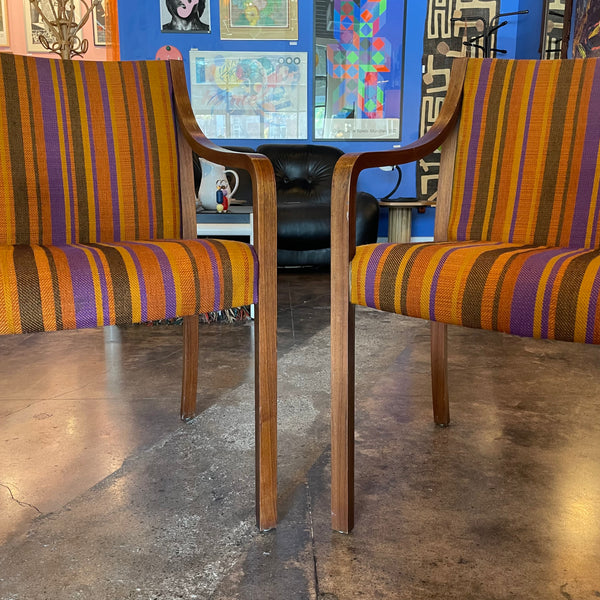1960’s Mid-Century Striped Armchairs - A Pair Chairs CANDID HOME