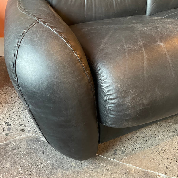 1970's Italian Leather Loveseat - Adriano Piazzesi for POL74 Sofa doodad   