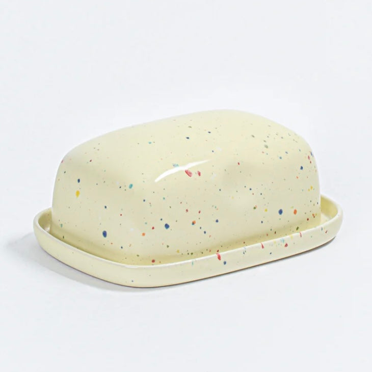 Speckled Ceramic Butter Dish by Egg Back Home butter dish egg back home Yellow  