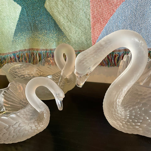 Vintage Crystal Swan Dishes - 3 Sizes  CANDID HOME   