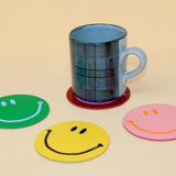 Happy Face Leather Coasters by Ark Colour Design — Set of 4 kitchen > Coasters > best housewarming gifts > good > housewarming gifts > house warming > housewarming gift ideas > housewarming gifts for couples > new home gift ideas > new home gifts > sustainable gifts ark colour   