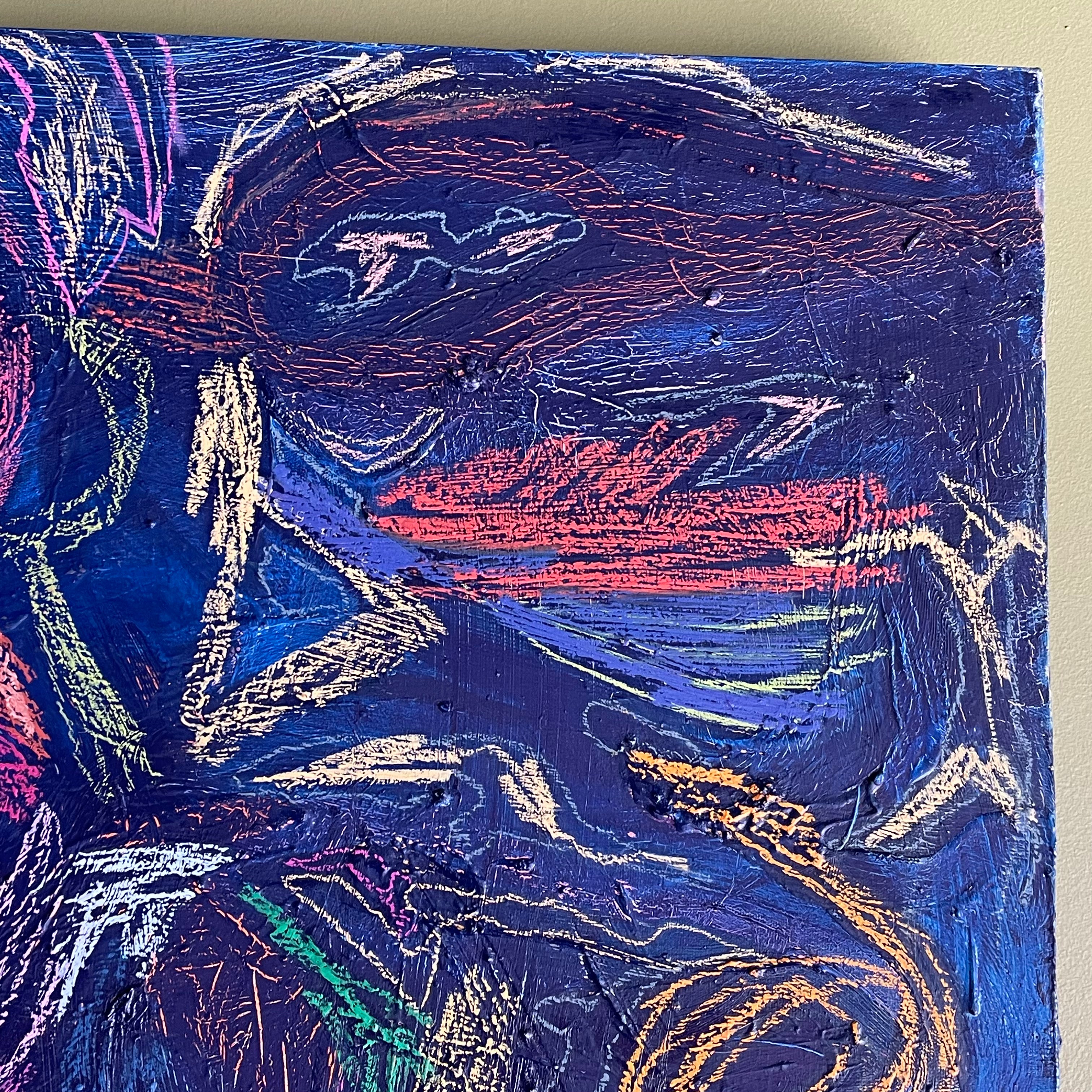 “Paksi” Oil + Pastel on Canvas by Dawn Leahy - 36” x 36” Artwork CANDID HOME   
